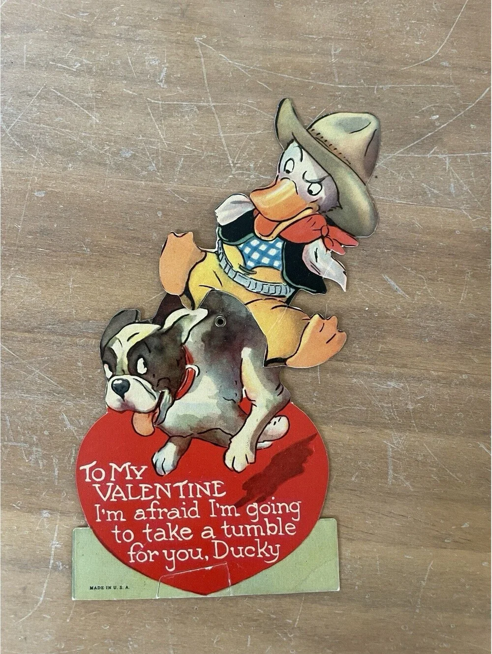 Cowboy Duck Riding A Dog To My Valentine Greeting Card